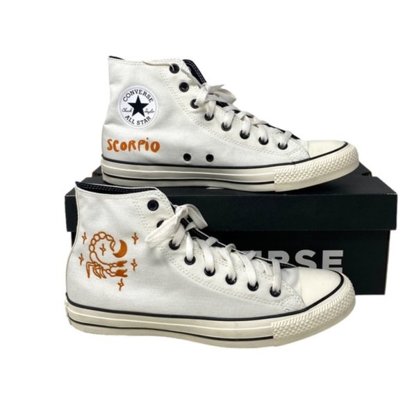Converse Chuck Taylor High Canvas White Scorpio Men Sneaker Custom 172516C-WHITE - Picture 9 of 11